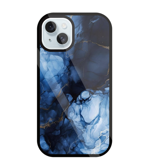 Dark Blue Marble Glass Case For Apple iPhone 13