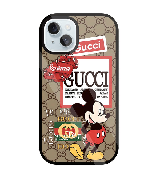 Gucci Mickey Glass Case For Apple iPhone 13