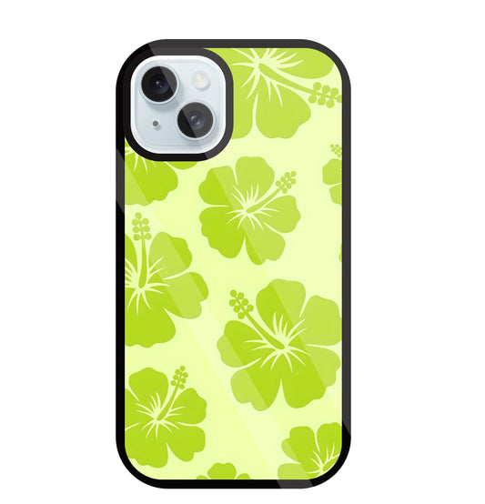 Hibiscus Flower Green Glass Case For Apple iPhone 13