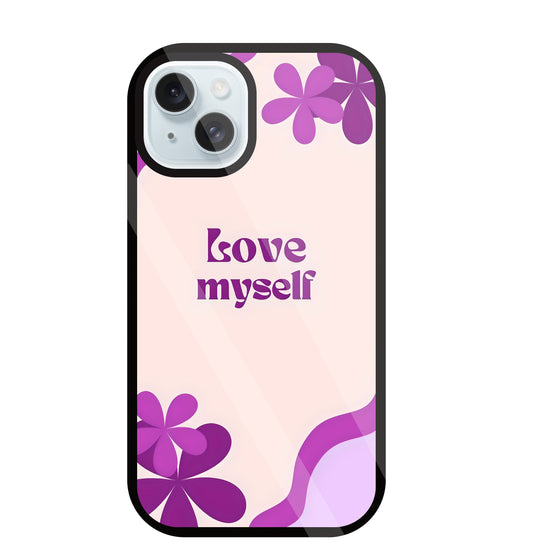 Love Myself Purple Flower Glass Case For Apple iPhone 13
