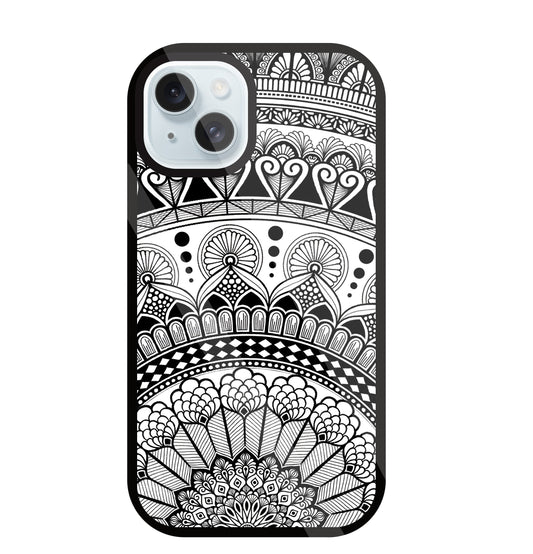 Mandala Pattern Black And White Glass Case For Apple iPhone 13