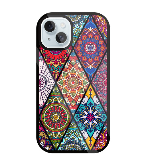 Mandala Patterns Colourful Glass Case For Apple iPhone 13