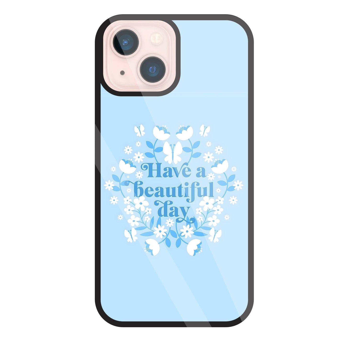Have A Beautiful Day(Blue) Glass Case For Apple iPhone 13 Mini