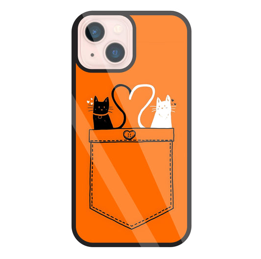 Black And White Cat In Pocket Glass Case For Apple iPhone 13 Mini