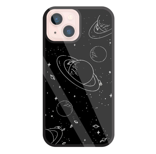 Black And White Space Glass Case For Apple iPhone 13 Mini