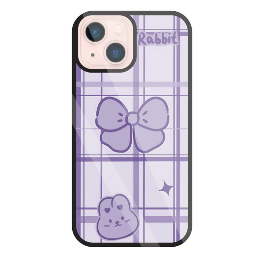 Butterfly Checked Pattern Glass Case For Apple iPhone 13 Mini
