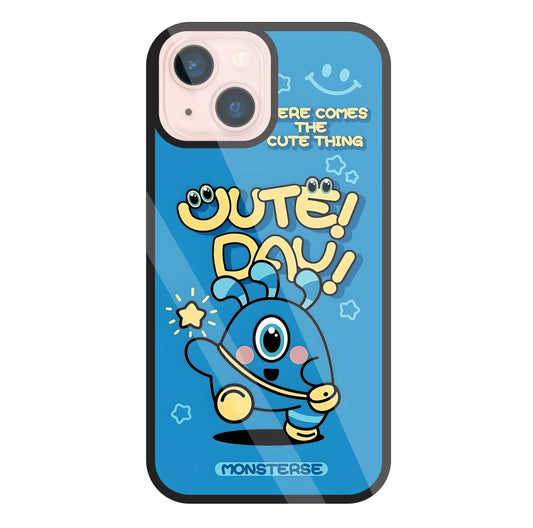 Cute Day! Monsterse Blue Glass Case For Apple iPhone 13 Mini