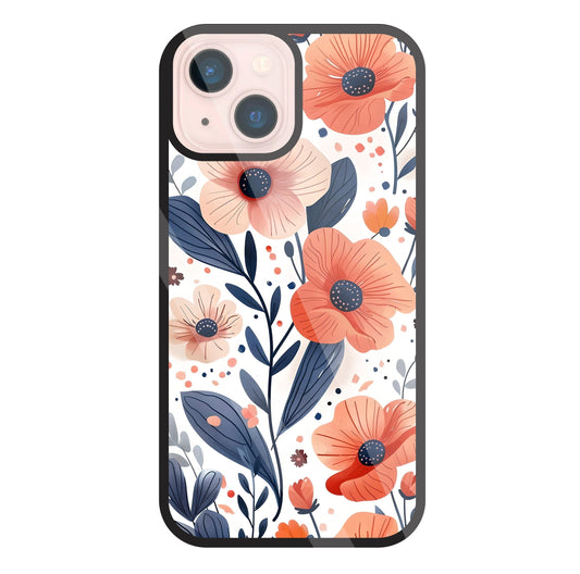 Daisy Flower Water Color Vintage Glass Case For Apple iPhone 13 Mini