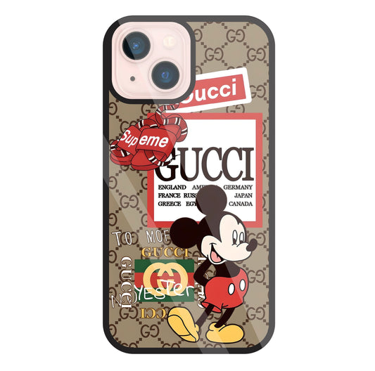 Gucci Mickey Glass Case For Apple iPhone 13 Mini