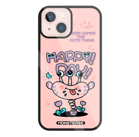 Happy Day Monsterse Pink Glass Case For Apple iPhone 13 Mini