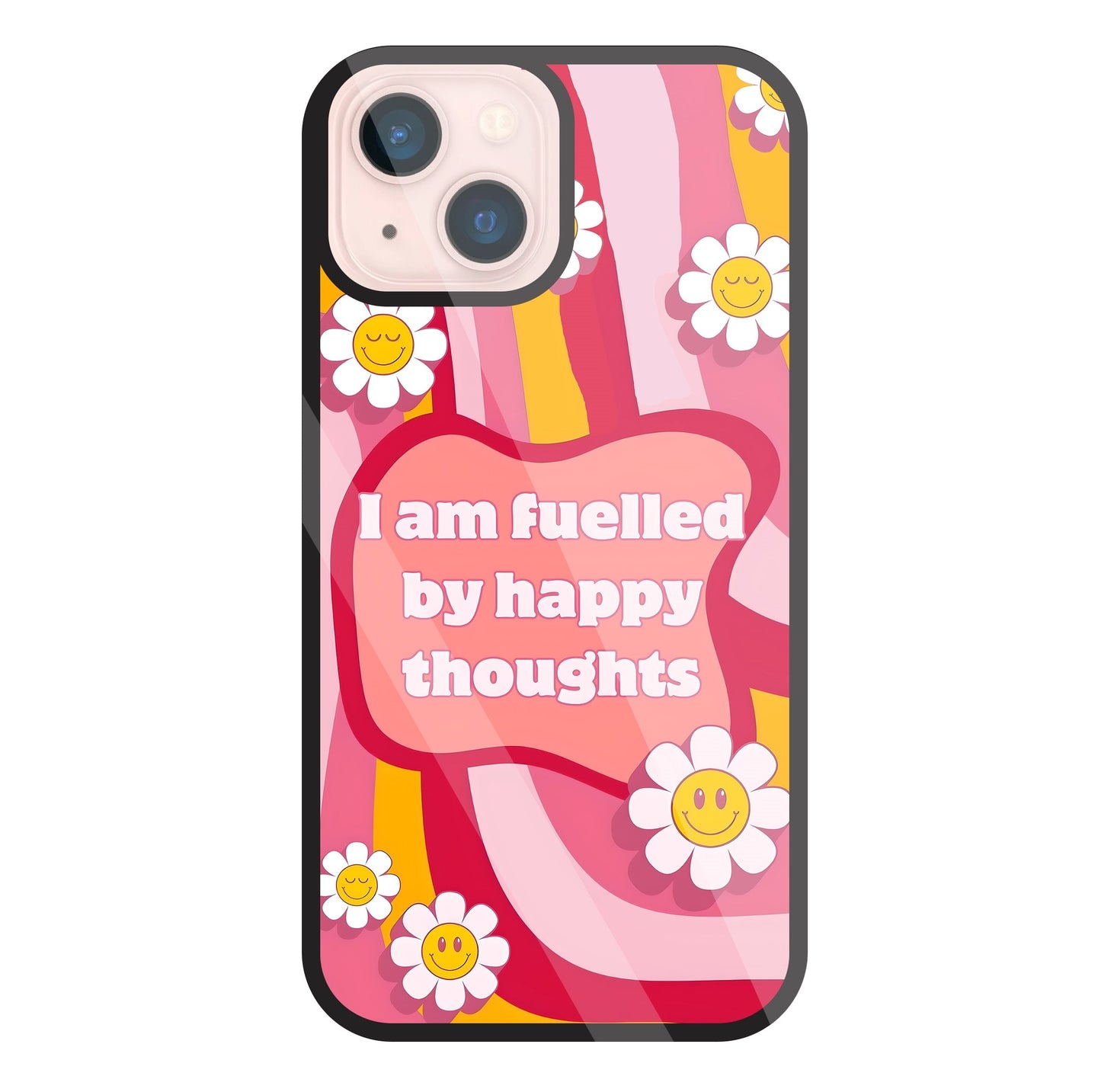 Happy Thoughts Glass Case For Apple iPhone 13 Mini