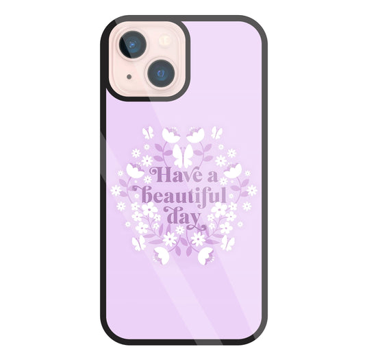 Have A Beautiful Day(Pink) Glass Case For Apple iPhone 13 Mini