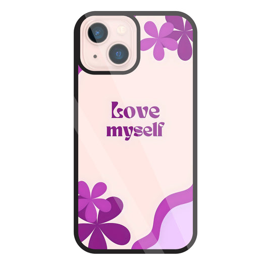 Love Myself Purple Flower Glass Case For Apple iPhone 13 Mini