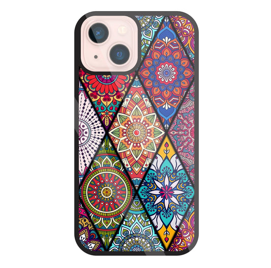 Mandala Patterns Colourful Glass Case For Apple iPhone 13 Mini