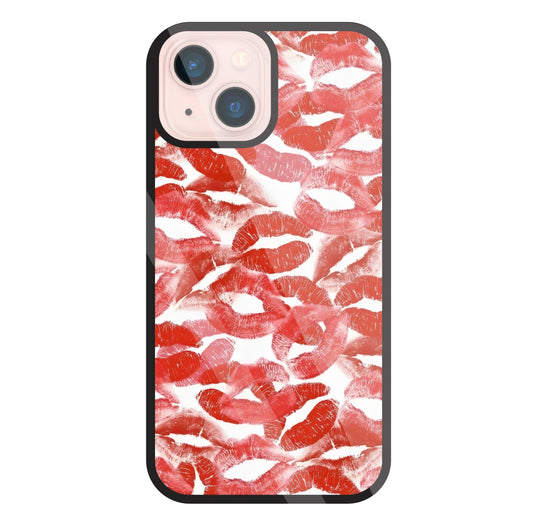 Multi Lips Kisses Glass Case For Apple iPhone 13 Mini
