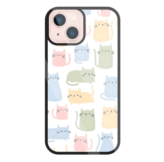 Multicolor cat Glass Case For Apple iPhone 13 Mini