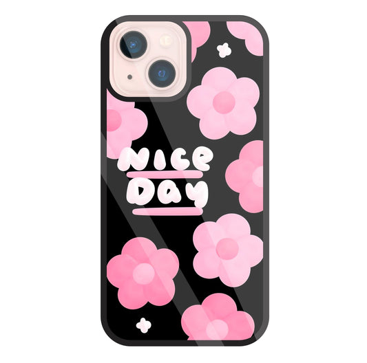 Nice Day Pink Flower Glass Case For Apple iPhone 13 Mini