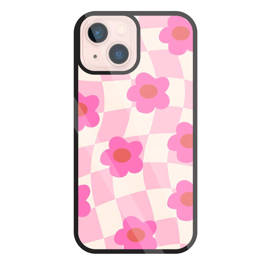 Pink Flower Glass Case For Apple iPhone 13 Mini