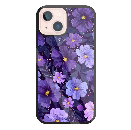 Purple Flower Blooms Glass Case For Apple iPhone 13 Mini