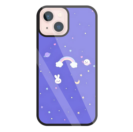 Rainbow with stars Glass Case For Apple iPhone 13 Mini