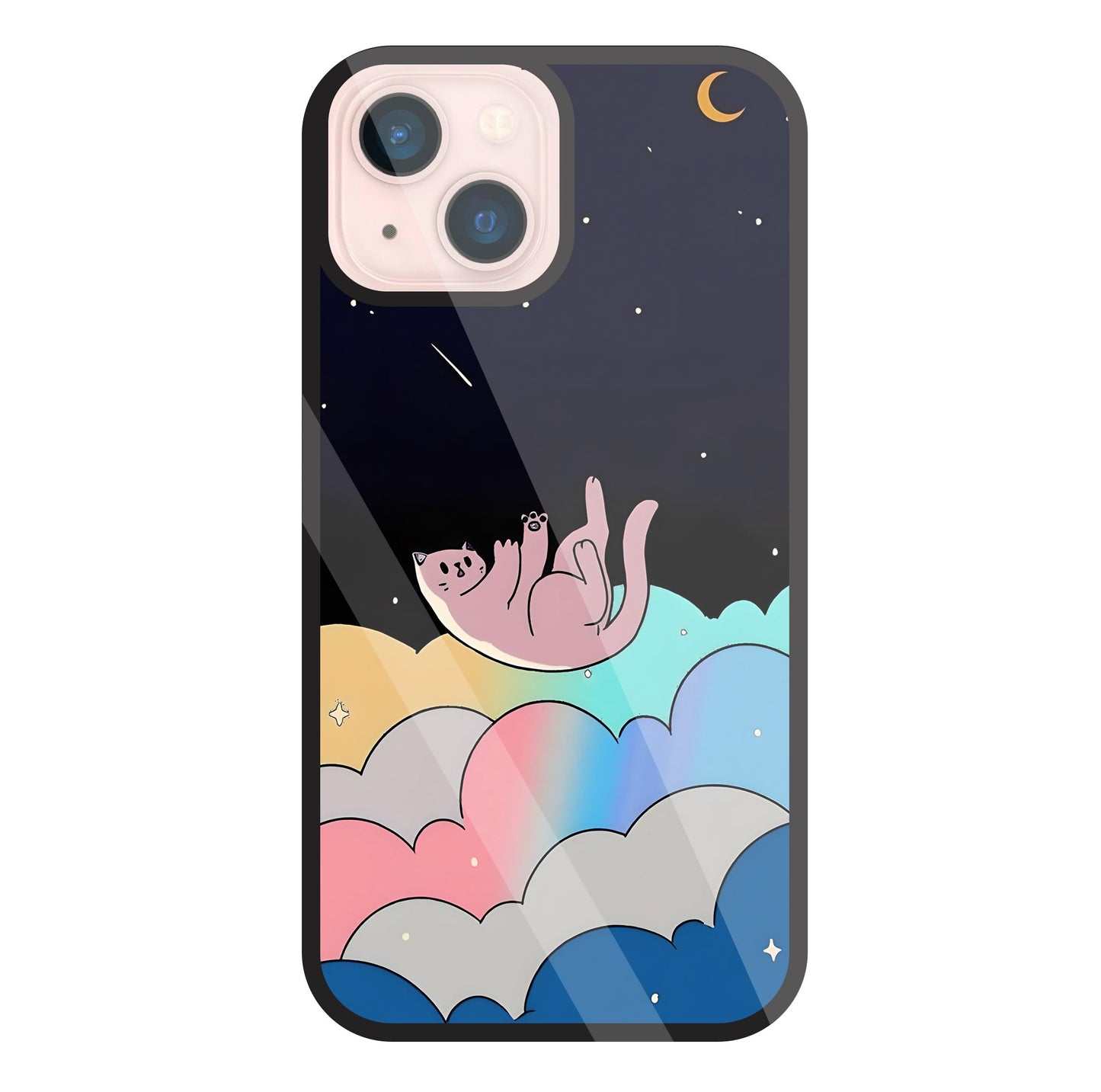 Space Cat Art Glass Case For Apple iPhone 13 Mini