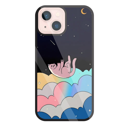 Space Cat Art Glass Case For Apple iPhone 13 Mini