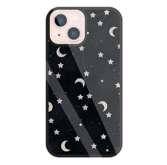 Star And Hulf Moon Space Glass Case For Apple iPhone 13 Mini