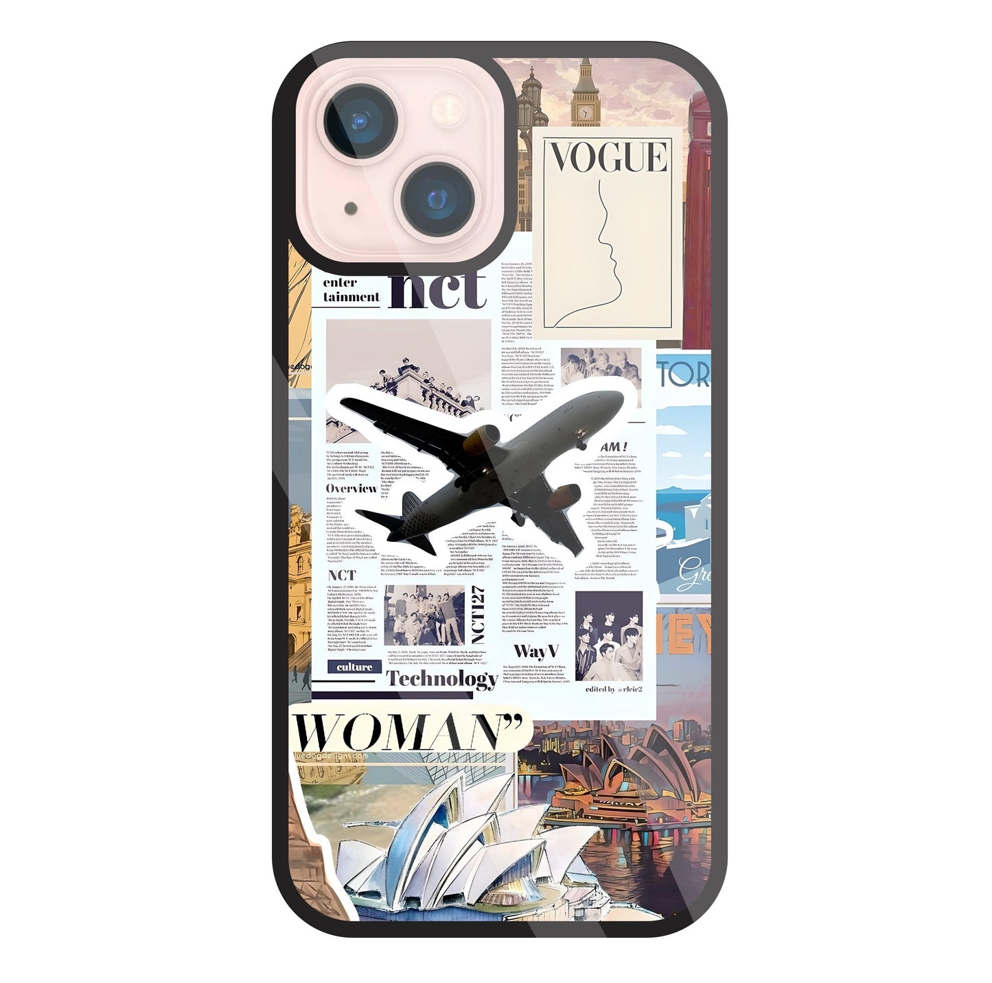 Woman Aeroplane Glass Case For Apple iPhone 13 Mini