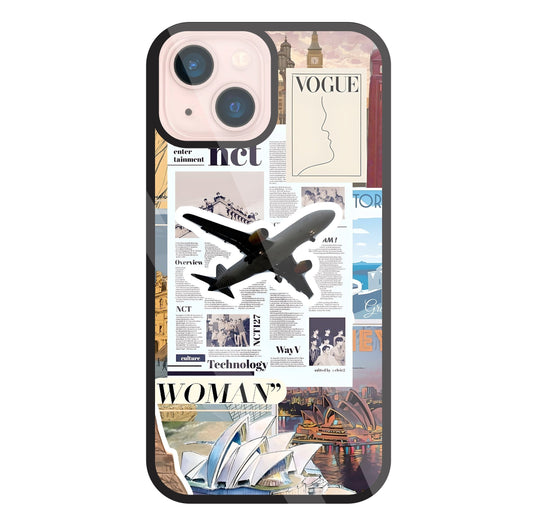 Woman Aeroplane Glass Case For Apple iPhone 13 Mini