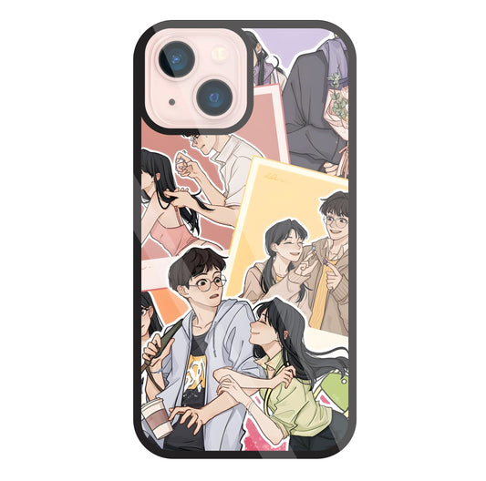 Korean Couples Glass Case For Apple iPhone 13 Mini