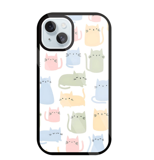 Multicolor cat Glass Case For Apple iPhone 13