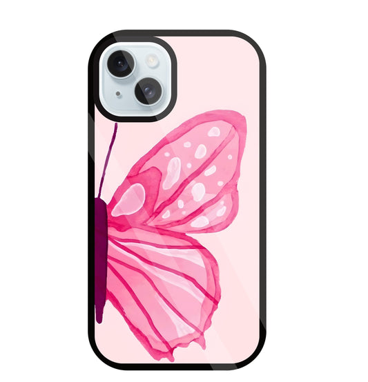 Pink ButterFly Art Glass Case For Apple iPhone 13
