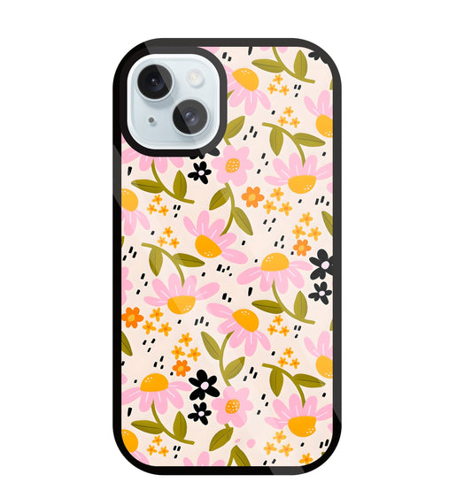Pink And Yellow Flowers Glass Case For Apple iPhone 13