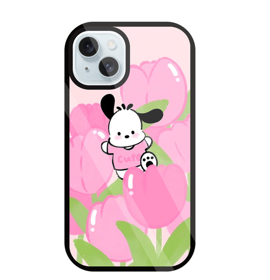 Pochacco Puppy And Rose Glass Case For Apple iPhone 13
