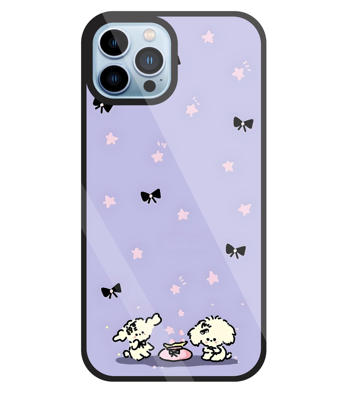 Black Ribbon With Stars Glass Case For Apple iPhone 13 Pro
