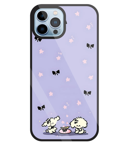 Black Ribbon With Stars Glass Case For Apple iPhone 13 Pro