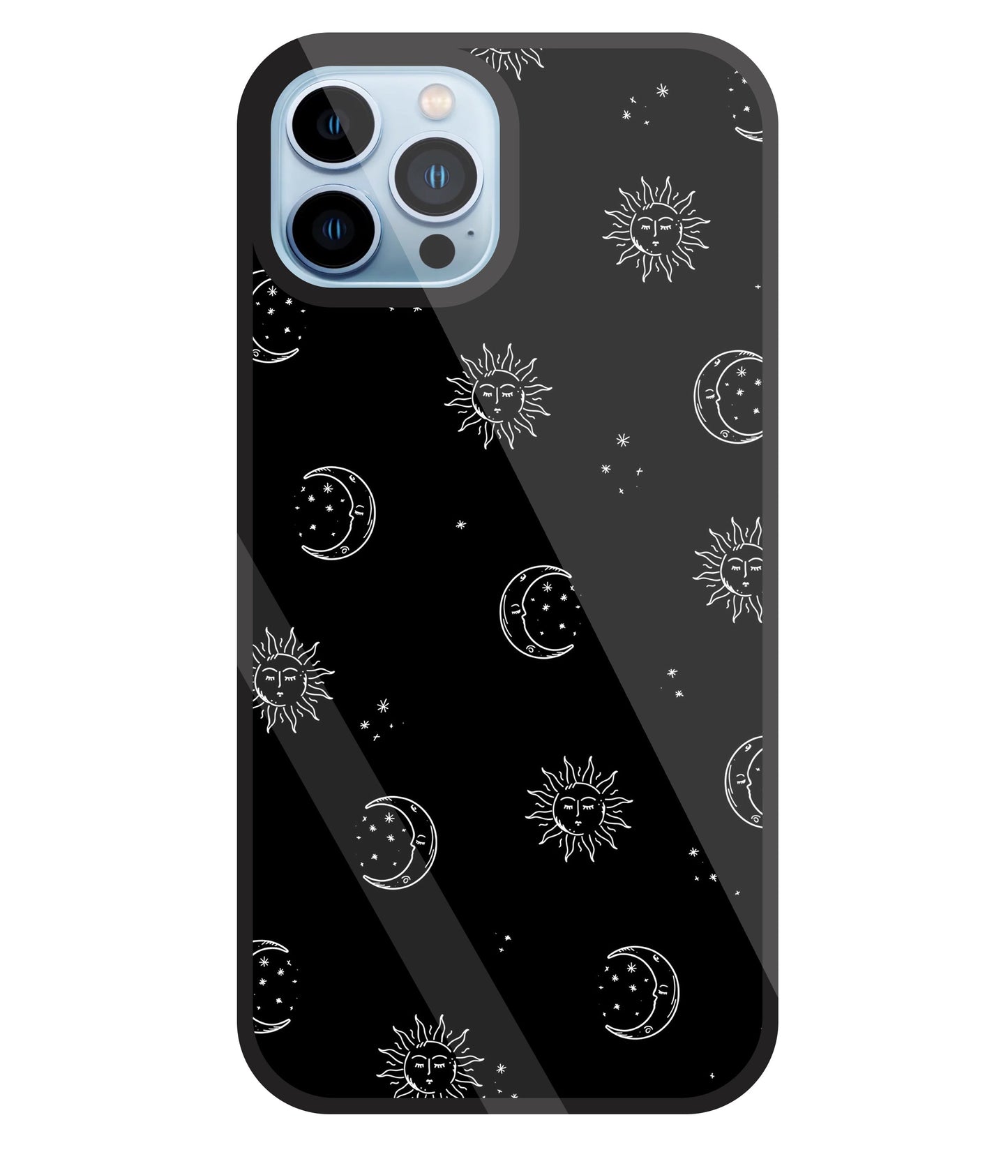 Black Sun With Moon Glass Case For Apple iPhone 13 Pro