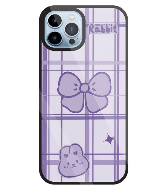 Butterfly Checked Pattern Glass Case For Apple iPhone 13 Pro