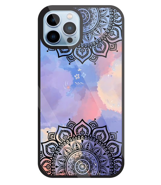 Colorful Mandala Pattern Glass Case For Apple iPhone 13 Pro