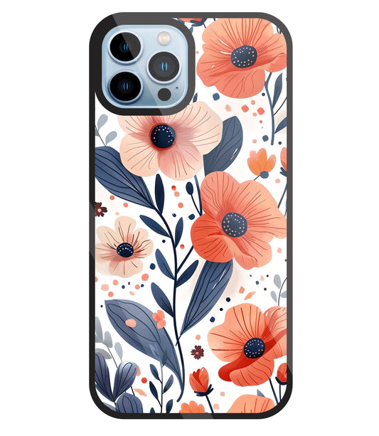 Daisy Flower Water Color Vintage Glass Case For Apple iPhone 13 Pro