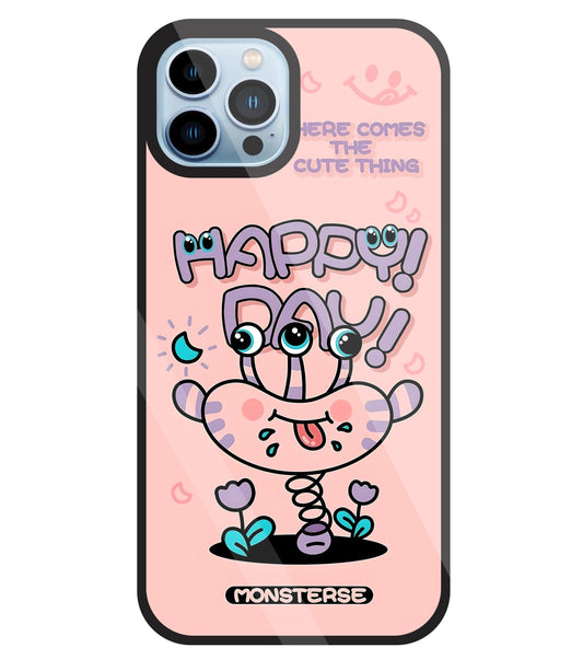 Happy Day Monsterse Pink Glass Case For Apple iPhone 13 Pro