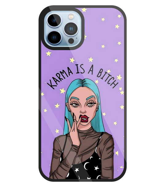 Karma is a Bitch Levender Glass Case For Apple iPhone 13 Pro