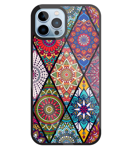 Mandala Patterns Colourful Glass Case For Apple iPhone 13 Pro