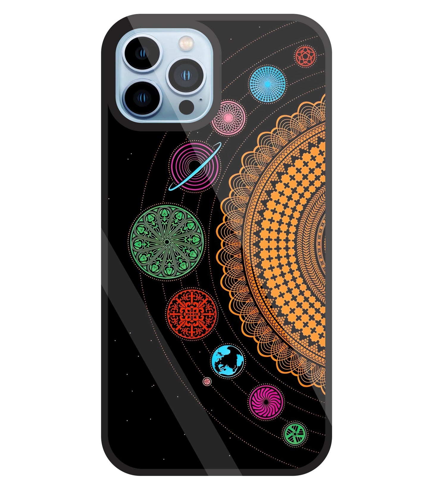 Mandala Patterns Universe Glass Case For Apple iPhone 13 Pro