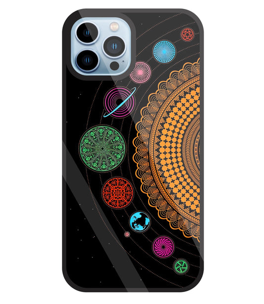 Mandala Patterns Universe Glass Case For Apple iPhone 13 Pro