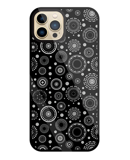 Black Circle Pattern Glass Case For Apple iPhone 13 Pro Max