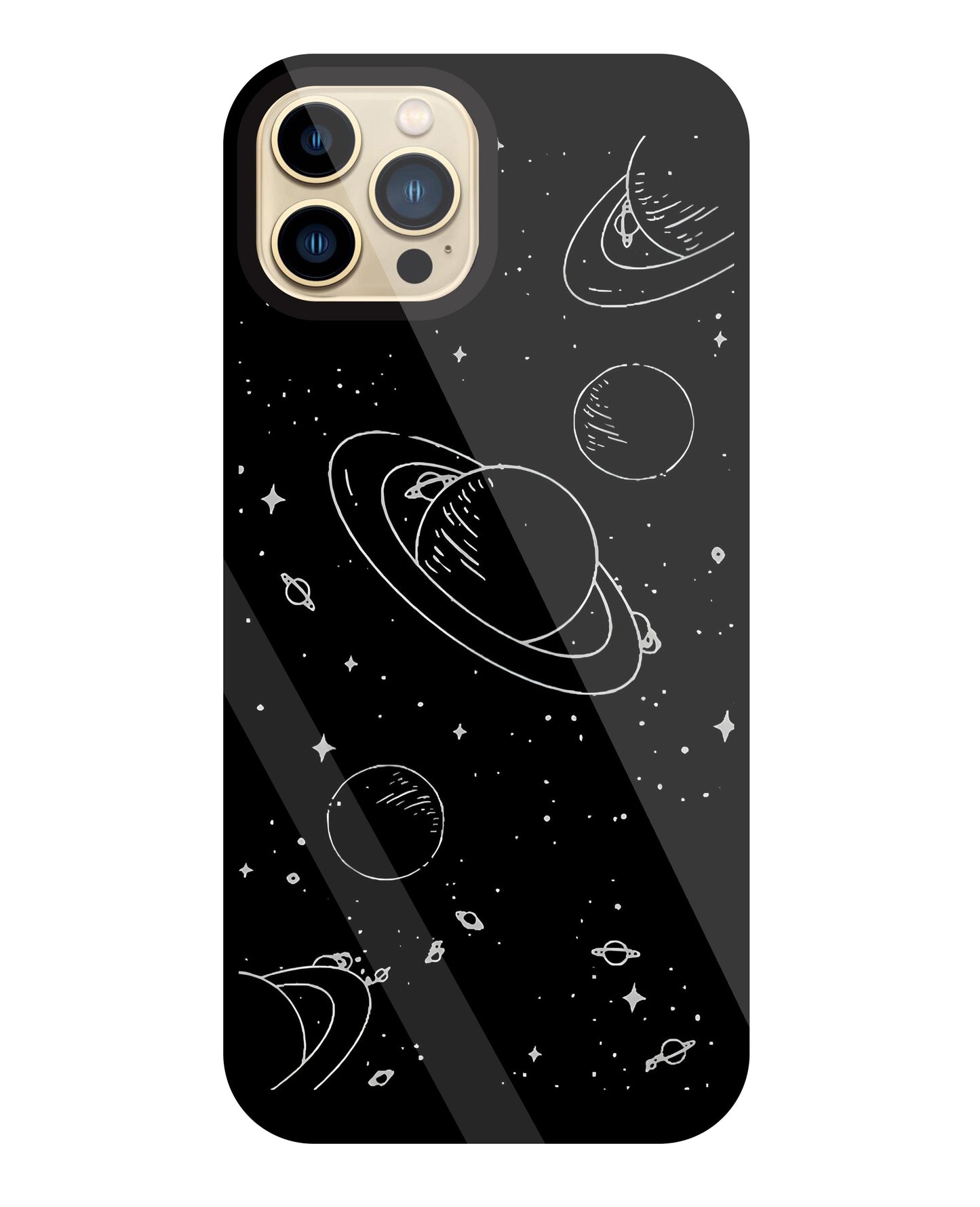 Black And White Space Glass Case For Apple iPhone 13 Pro Max