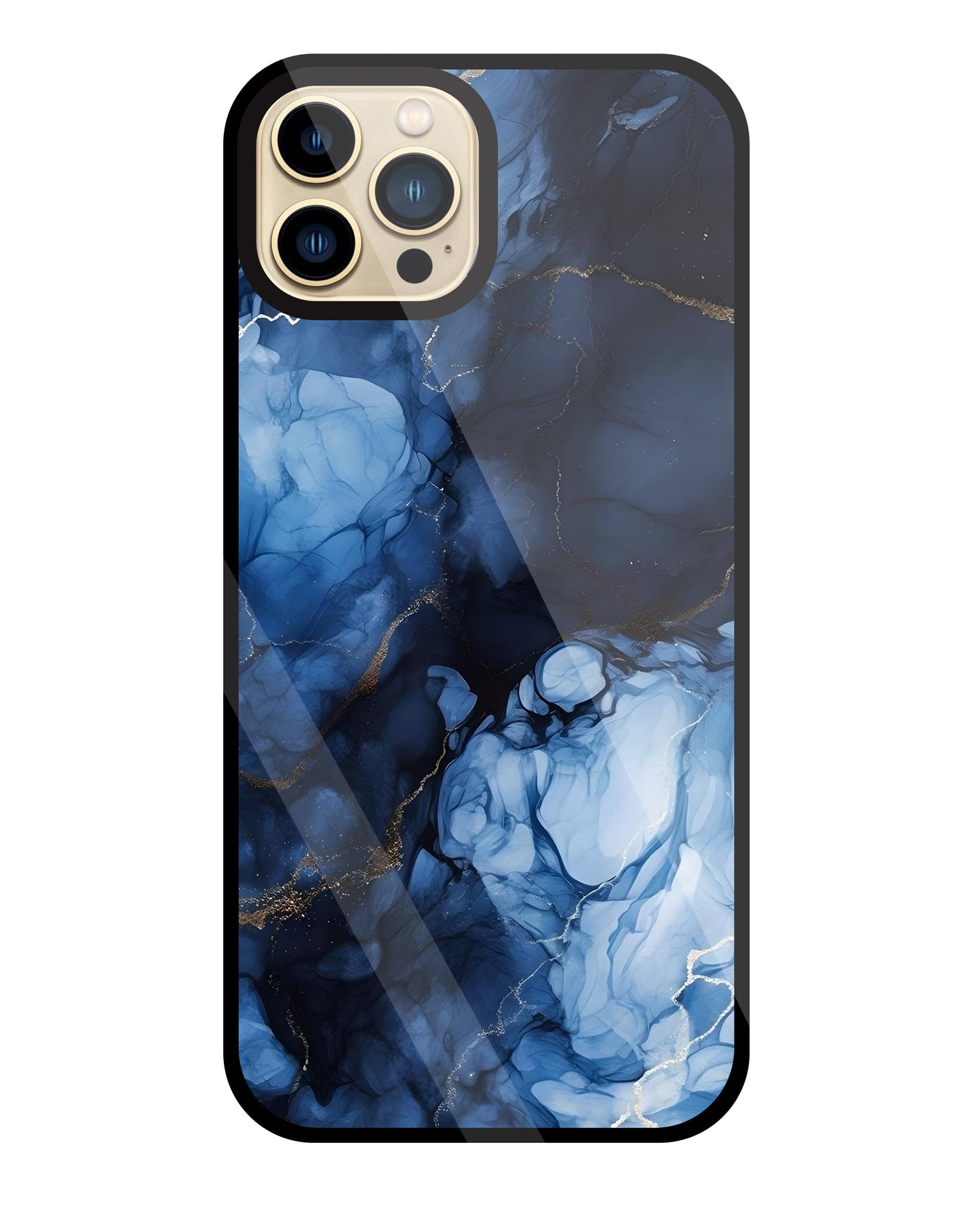 Dark Blue Marble Glass Case For Apple iPhone 13 Pro Max