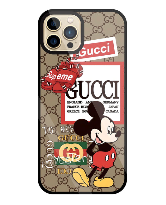 Gucci Mickey Glass Case For Apple iPhone 13 Pro Max