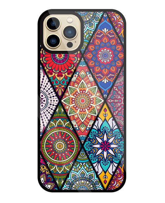 Mandala Patterns Colourful Glass Case For Apple iPhone 13 Pro Max